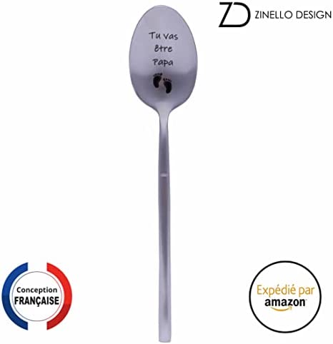 Pregnancy Announcement Spoon for Dad, Original and Personalized Gift Idea for Future Dad, Funny and Unusual Baby Birth Announcement, Coffee/Dessert Spoon with its Box for Gifting.