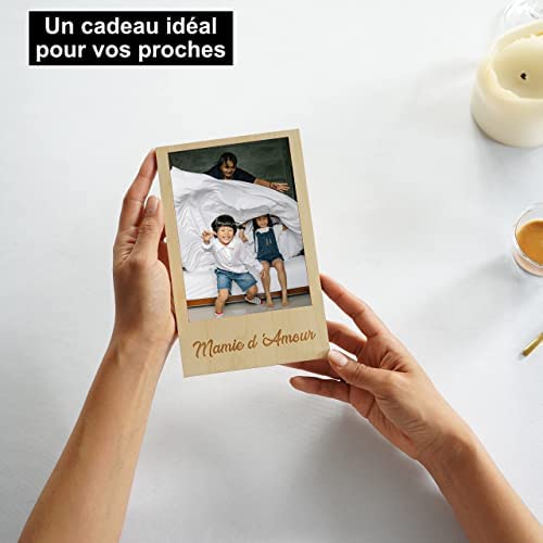 “Personalized Magnetic Wooden Photo Frame for Refrigerator or with Stand for Grandma | Standard Photo Size 10x15cm | Magnetic Photo Holder for Metallic Surfaces | Gift Idea for Grandmother