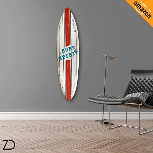 Handcrafted Decorative Mango Wood Surfboard Made in Bali. Bohemian wall decor to hang in the bedroom or living room. Perfect gift idea for coastal, summer, Hawaii, and vintage decor (Surf Spirit).