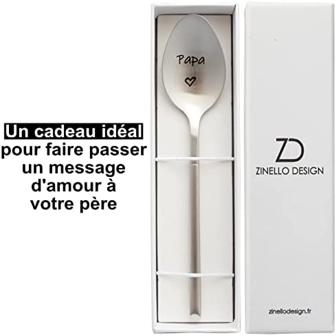 Spoon with Love Message, Original and Personalised Gift Idea for a Party, Christmas or Birthday, Coffee / Dessert Spoon with its Gift Box (Daddy I love you)