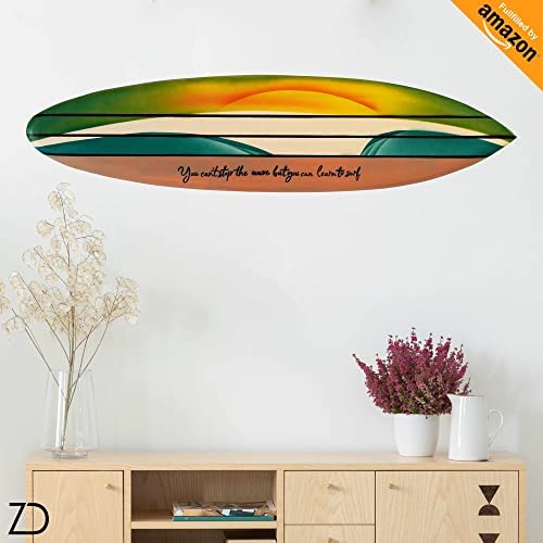Handcrafted Decorative Mango Wood Surfboard Made in Bali. Bohemian wall decor to hang in the bedroom or living room. Perfect gift idea for coastal, summer, Hawaii, and vintage decor (Learn to Surf).