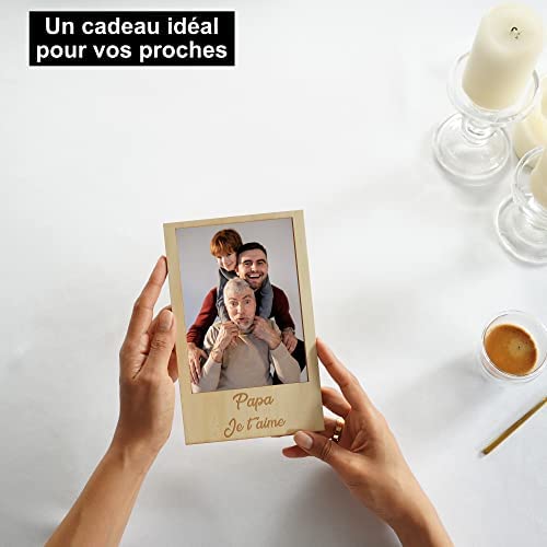 Personalized Magnetic Wooden Photo Frame for Refrigerator or with Stand to Gift to Your Father | Standard Photo Size 10x15cm | Magnetic Photo Holder for Metallic Surface | Gift Idea for Dad”