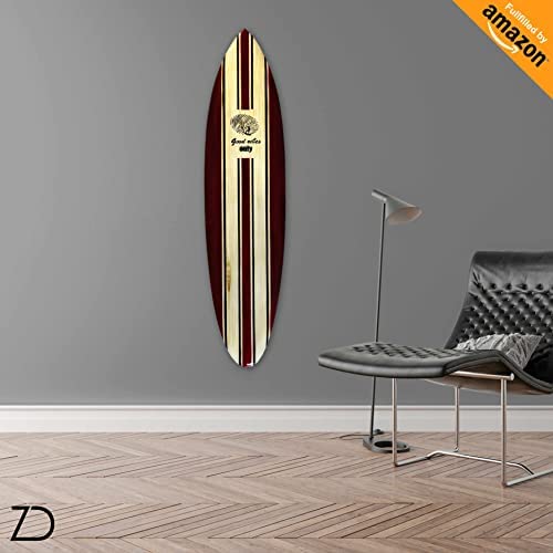 Handcrafted Decorative Mango Wood Surfboard Made in Bali. Bohemian wall decor to hang in the bedroom or living room. Perfect gift idea for coastal, summer, Hawaii, and vintage decor (Good Vibes).