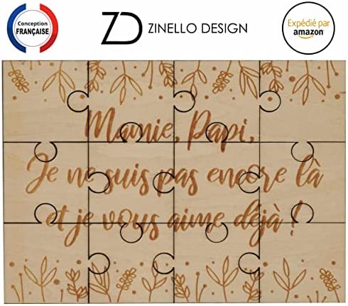 Wooden Puzzle Pregnancy Announcement for Grandparents | Original and Personalized Puzzle Gift for Future Grandma and Grandpa | Funny and Unusual Baby Birth Announcement to Grandma and Grandpa