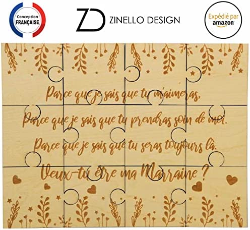 Wooden Puzzle Pregnancy Announcement for Godmother, Original and Personalized Puzzle Gift Idea for Making Your Proposal, Funny and Unusual Baby Birth Announcement, Delivered in a Gift Pouch.