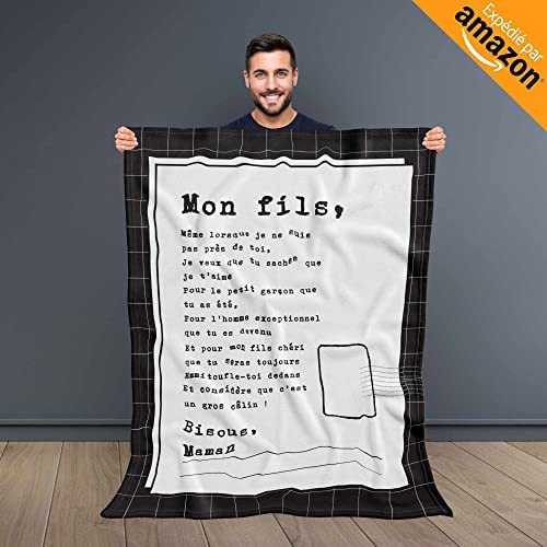 Personalized Soft Blanket to Gift to Your Son from Mom – Original and Useful Gift Idea for a Birthday, Christmas, Father’s Day, Wedding, Home Decor, Couch Throw, Bedspread. Ideal for adding a touch of warmth and personalization to your home.