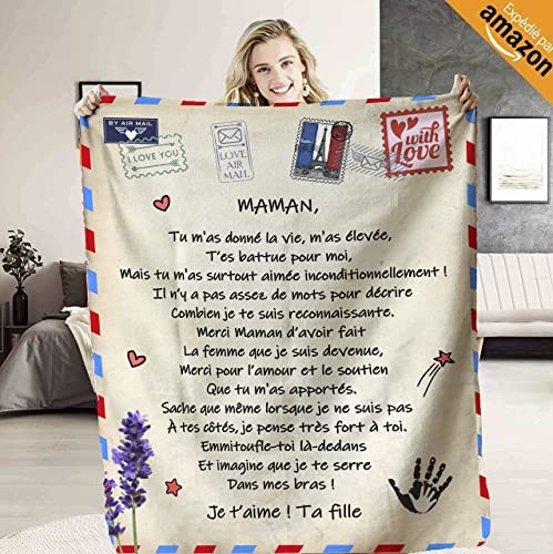 Soft Personalized Blanket to Give to Your Mother from Your Daughter. Unusual and Useful Gift Idea for a Birthday, Christmas, Mother’s Day, or Wedding. Bedspread Cover.