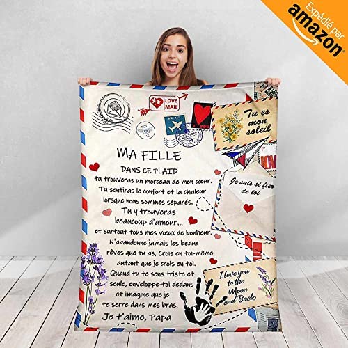 Personalized Soft Fleece Blanket to Offer to Your Daughter from Dad. Unusual, Original, and Useful Gift Idea for a Birthday, Christmas, Wedding. A Blanket for Home Decoration and Bed Cover.