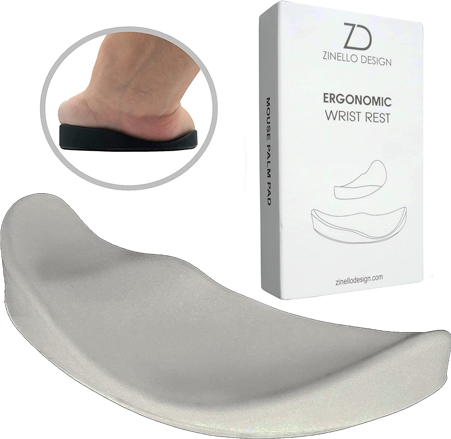 Ergonomic Wrist Rest Mouse and Keyboard Pad. Mobile cushion for wrist support. Designed by doctors to relieve hand pain and carpal tunnel syndrome.