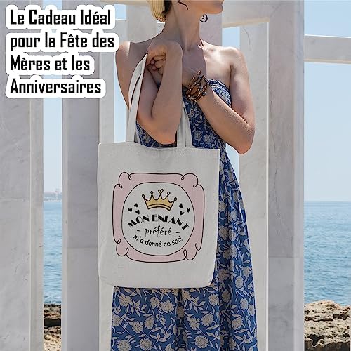 Zinello Design Tote Bag with Humorous Message to Give to Your Mom – Mother’s Day Gift Idea – Mom Pouch, Personalized Bag, Cotton Tote, Birthday Gift for Women