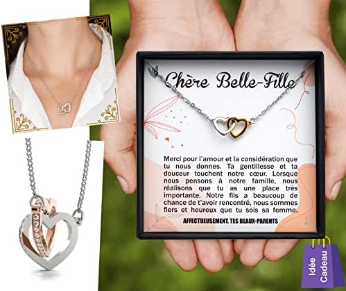 Personalized Women’s Necklace with Interlocked Heart-Shaped Pendant Containing a Message for Your Daughter-in-law | Delivered in a Jewelry Box | Gift Idea for Birthday, Christmas, Wedding