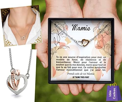 Personalized Necklace for Women with Interlocking Heart Pendant Containing a Love Message for Your Grandma | Delivered in its Jewelry Box | Christmas Gift, Grandmother’s Day Idea.