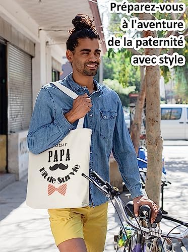 Future Dad Survival Kit – Special Pregnancy Announcement Tote Bag, Newborn Gift Bag, Gift Idea for Future Dad, Gift Pouch for Baby Shower for the Super Dad, Birth Kit Tote Bag, Dad’s Box.