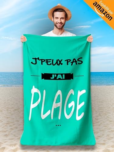 Customized Microfiber Beach Towel with Humorous Message. Beach Towel 160x80cm, Ultra Absorbent, Quick Drying, Lightweight, and Compact. Gift Idea for Women, Men, Teens, Birthday, and Christmas.
