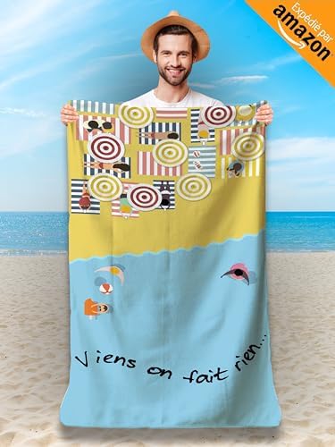 Customized Microfiber Beach Towel with Humorous Message. Beach Towel 160x80cm, Ultra Absorbent, Quick Drying, Lightweight, and Compact. Gift Idea for Women, Men, Teens, Birthday, and Christmas.