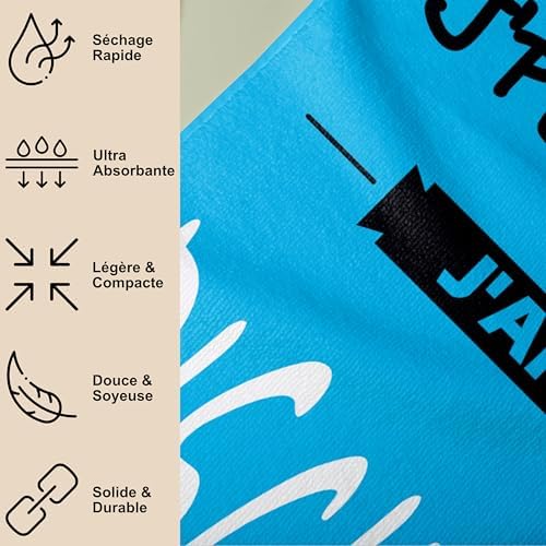 Customized Microfiber Beach Towel with Humorous Message. Beach Towel 160x80cm, Ultra Absorbent, Quick Drying, Lightweight, and Compact. Gift Idea for Women, Men, Teens, Birthday, and Christmas.