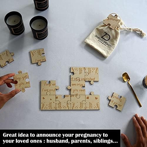 Wooden Pregnancy Announcement Puzzle | Original and Personalized Puzzle Gift Idea for Future Dad, Grandmother, Grandfather, Godmother, Godfather | Funny and Unique Birth Announcement to your Family