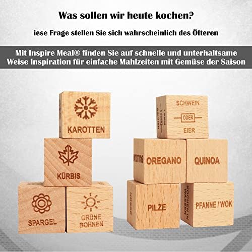 Inspire Meal® Engraved Wooden Cubes for Inspiration in the Kitchen Ideal for Batch Cooking Recipes for Your Personal Cookbook Gourmet Gift Kitchen Gift Meal with Friends