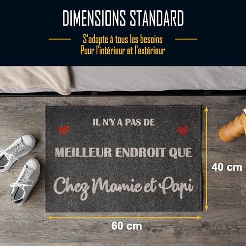 ZINELLO DESIGN – Personalized Doormat to Gift to Grandparents – Gray Black 40×60 cm Indoor Outdoor Entry Mat with Customized Message – Non-Slip, Washable, and Rain-Resistant