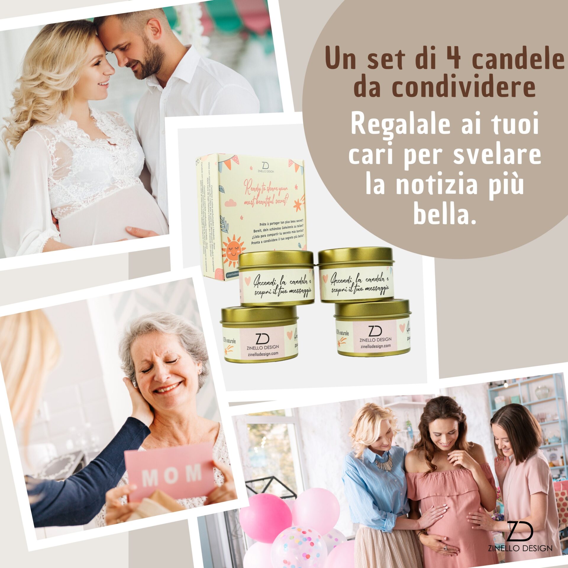 Set of 4 Candles Announcement Pregnancy – Secret Message Revealed by the Flame – Gift for Dad Grandma Grandfather Godmother – Italian Version Set of 4 Candles Announcement Pregnancy – Secret Message Revealed by the Flame – Gift for Dad Grandma Grandfather Godmother – Italian Version